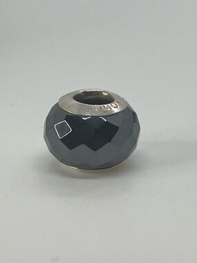 Persona 925 Hematite Style Black Facet Cut Glass Sterling Charm Bead